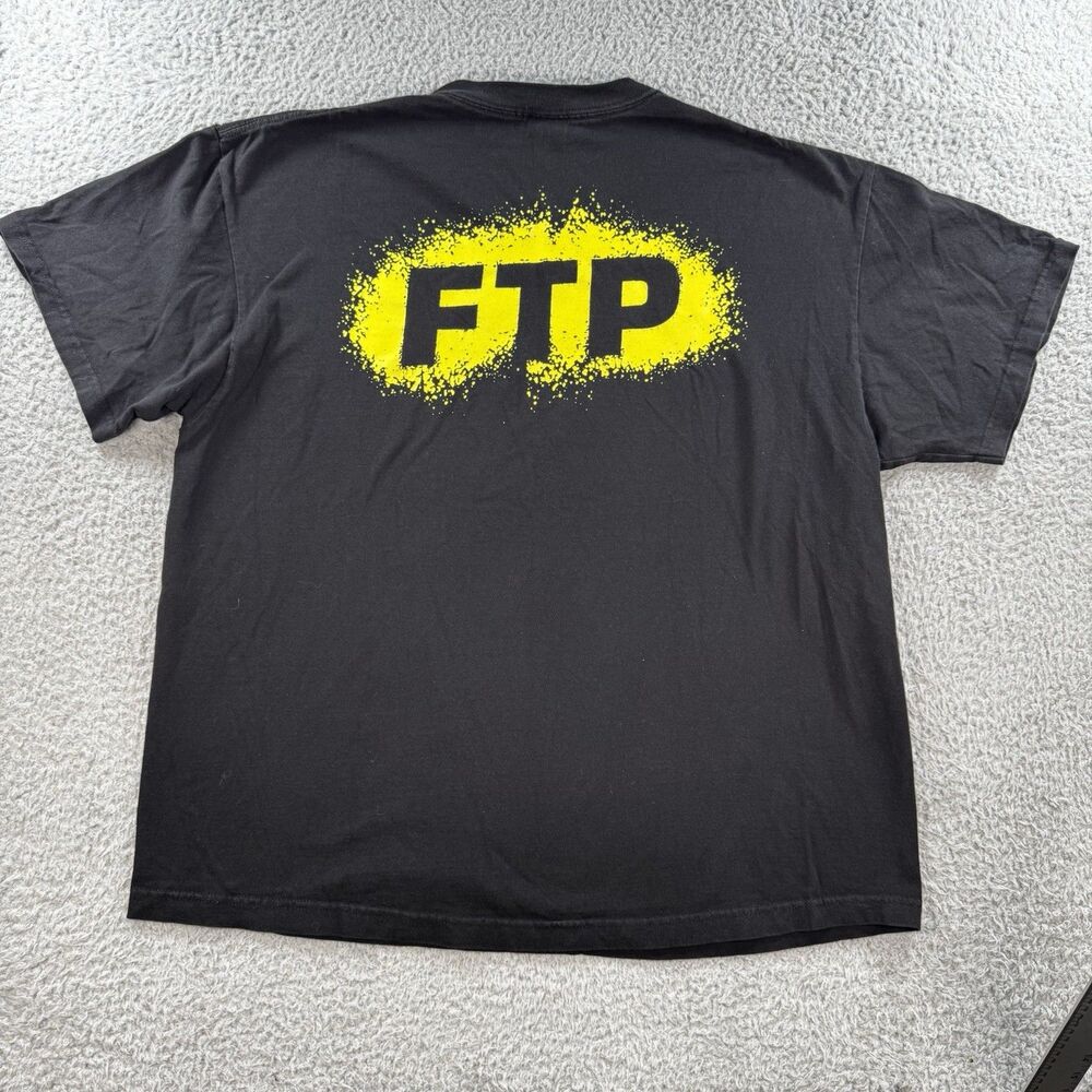 FTP Splatter Logo Tee Black Yellow Graphic T-Shirt Mens Size XXL